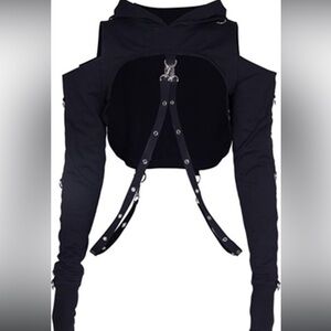 Black Cut-Out Hoodie with Harness - Small - NWT